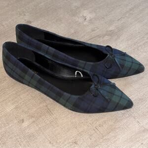 J. Crew Black Watch Plaid Tartan Pointed-Toe Bow Ballet Flats
Size 7.5